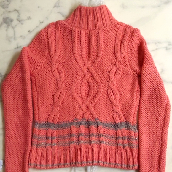 NWT. Free People Multi color/knitted pattern cardigan sweater with faux fur trim - Picture 5 of 8